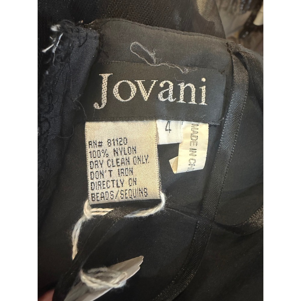 Jovani Black White Polka Dot Tulle Ball Gown Pink Sash Strapless Prom Dress 4 - Picture 7 of 7